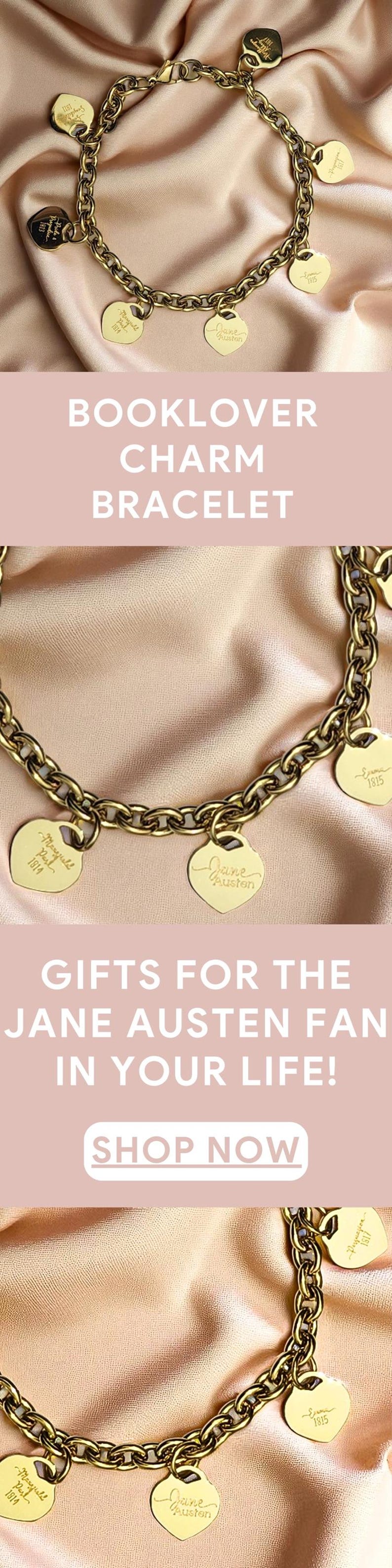 Heart Charm Bracelet Jane Austen Gold Charm Bracelet Book Lover Jewelry Gift For Her Classic Literature Fan Pride And Prejudice Accessory image 10