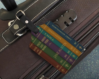 Leesgrage bagagelabel Jane Austen Reisaccessoire Literair cadeau voor boekenliefhebber