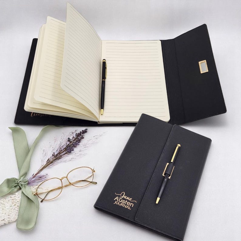 jane austen journal notebook refillable with pen