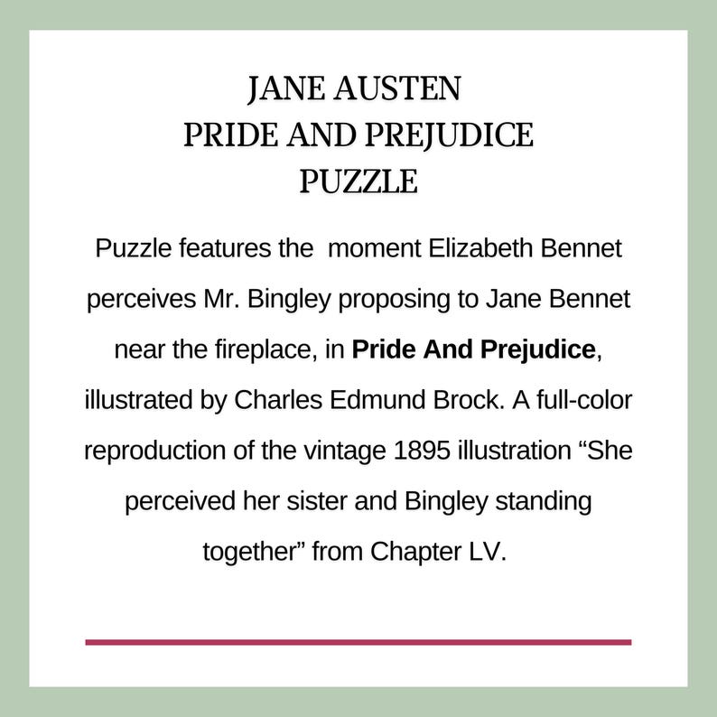 Jane Austen Puzzle Game For Bookish Gift Idea Pride And Prejudice Puzzle English Literature Lover Classic Romance Gift Book Club Activity image 4