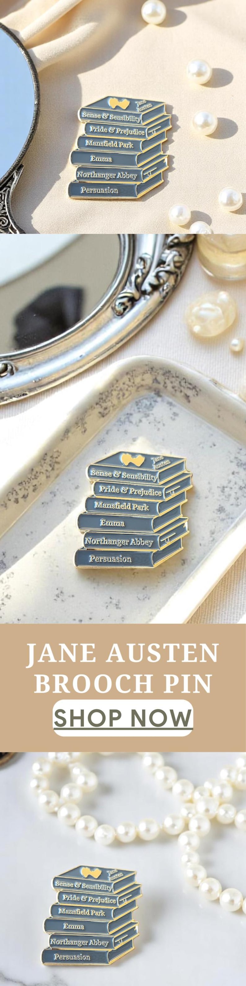Jane Austen Jewelry Brooch Pin
