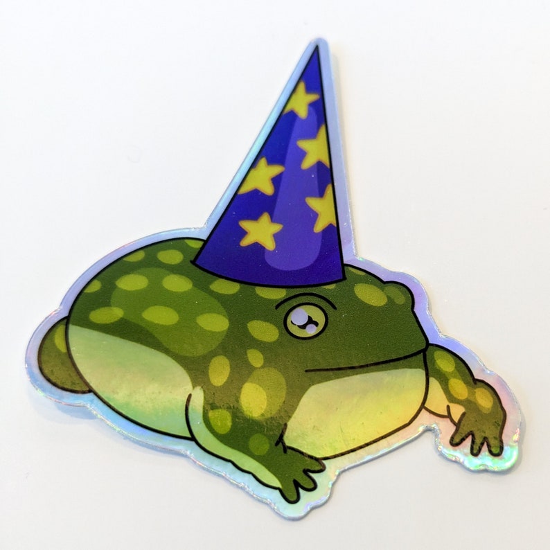 Holographic Wizard Frog Sticker - Etsy