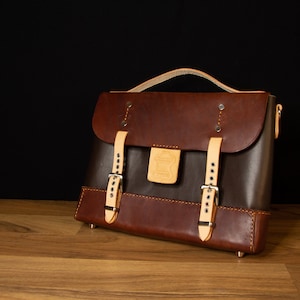 Bandolera de piel australiana cosida a mano, cartera, bandolera, bandolera, bolsa para portátil