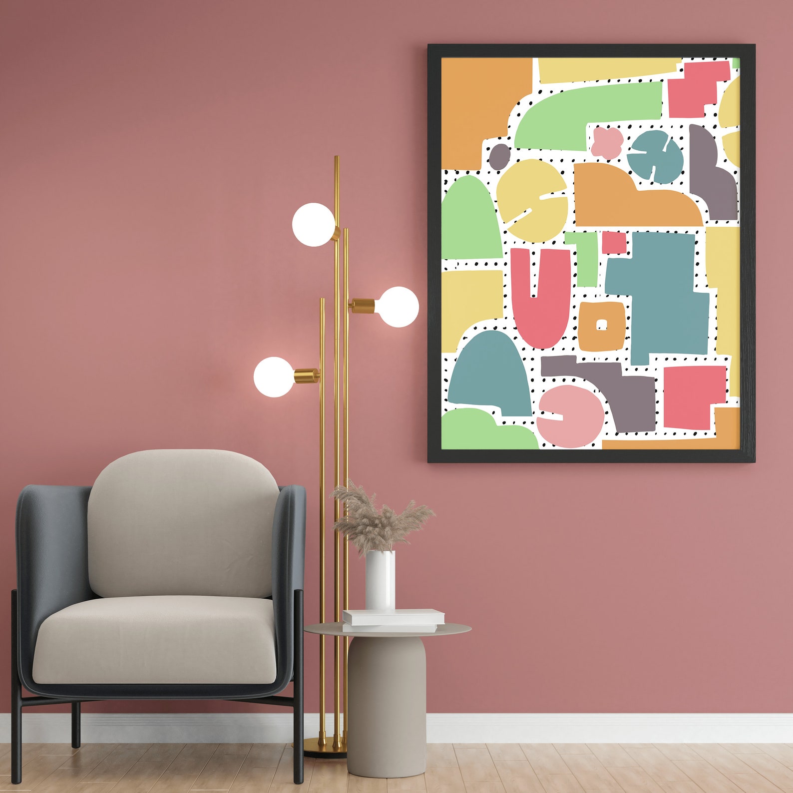 Abstract Shapes Wall Art Colorful Printable Geometric Print Etsy