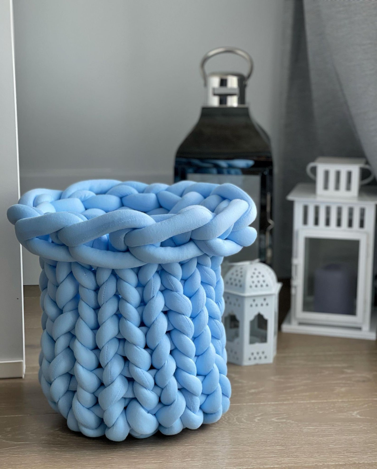Cotton Tube Yarn Basket Decorative Basket Chunky Knit Etsy