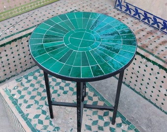 Emerald Green Mosaic Table - Mid-Century Modern Furniture