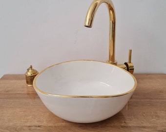 CLEARANCE! 14 Karat Gold Luxury Bathroom Oval Sink - Custom 10"x12" Bathroom Vessel Sink