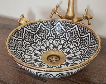 Custom Ceramic & Brass Vessel Bathroom Sink