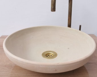 Custom Made Patina Raw Clay Handcrafted Bathroom Vessel Sink - Vanity Sink