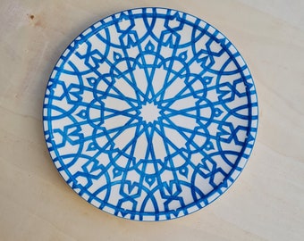 CUSTOMIZABLE 14" Ceramic Serving Plate - Decorative Wall Hanging, Wall Mount Ceramic Plate - Handmade Turquoise Plate GIFT