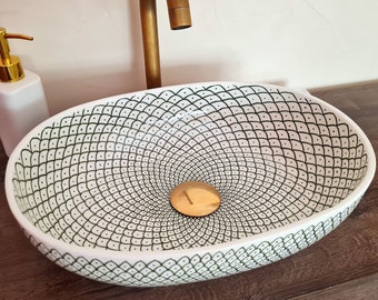 Mid Century Modern Oval Sink - Handmade Oval Washbasin - Design Vessel Sink - Custom Handcrafted Oval Shaped Vanity Sink Bathroom remodeling