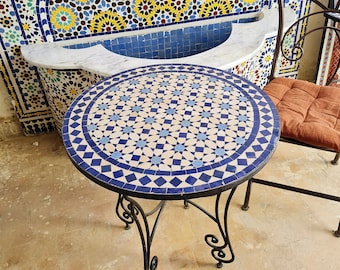 Handmade Outdoor Coffee Table - Complicated Mosaic Pattern Green Table - Bistro Table GIFT