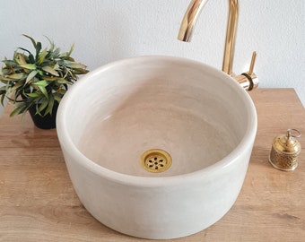 Custom Made Farmhouse Bathroom Vessel - Handmade Round Bathroom Basin - Mid Century Modern Bathroom Sink