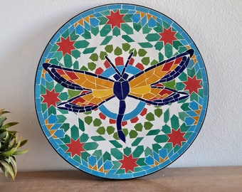 Custom Made Butterfly Design Zellige Table - Handmade Mosaic Table