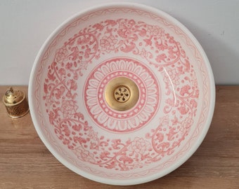 Pink & White Bathroom Vessel Sink