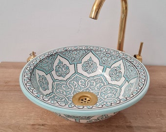 CHIBI Bathroom Wash Basin - Bathroom Vessel Sink - Countertop Basin - Mid Century Modern Bowl Sink Lavatory - Solid Brass Drain Cap Gift