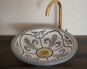 10" Bathroom Ceramic Sink With Gold Rim