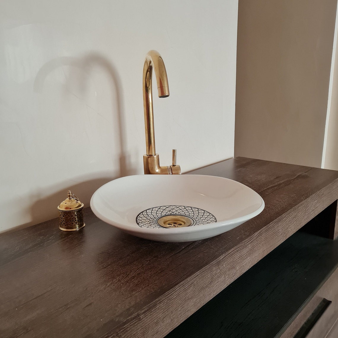 Minimalist Handpainted Ceramic Vessel Sink Handmade Etsy