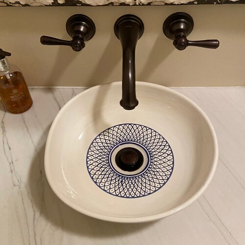 Minimalist Handpainted Ceramic Vessel Sink Handmade Etsy