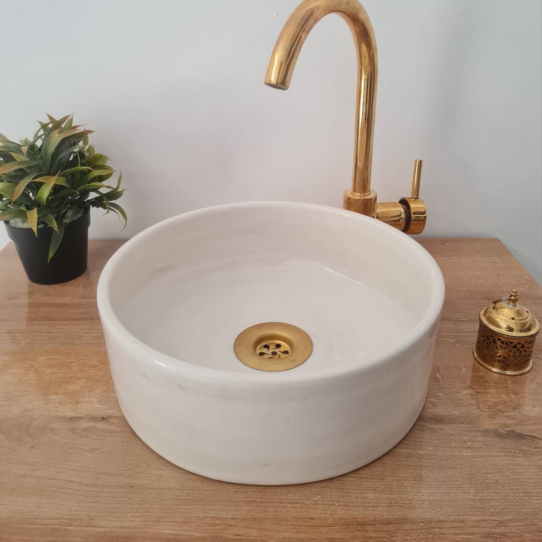 OFF White Bathroom Wash Basin Bathroom Vessel Sink Countertop Basin Mid
