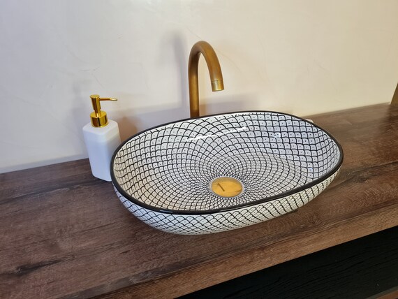 overspringen galblaas Wanten Mid Century Modern Oval Sink Handgemaakte Ovale Wastafel - Etsy België