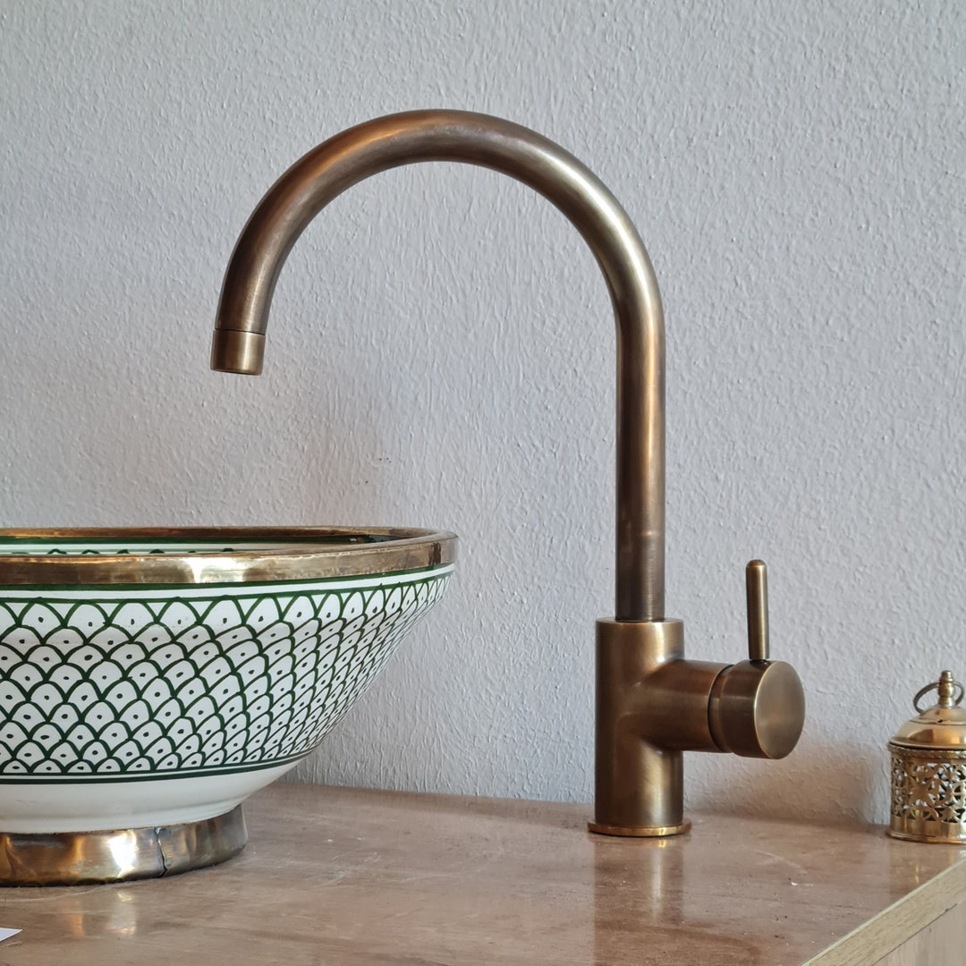 Oil Rubbed Brass Basin Faucet Tap Wet Bar Faucet Mid Century Modern Kitchen Faucet Tap One Hole
