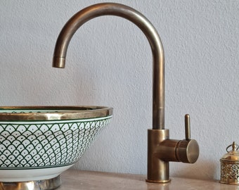 Oil Rubbed Brass Basin Faucet - Tap - Wet Bar Faucet - Mid Century Modern Kitchen faucet - Tap - One Hole One Handle Mixer Faucet + Fittings