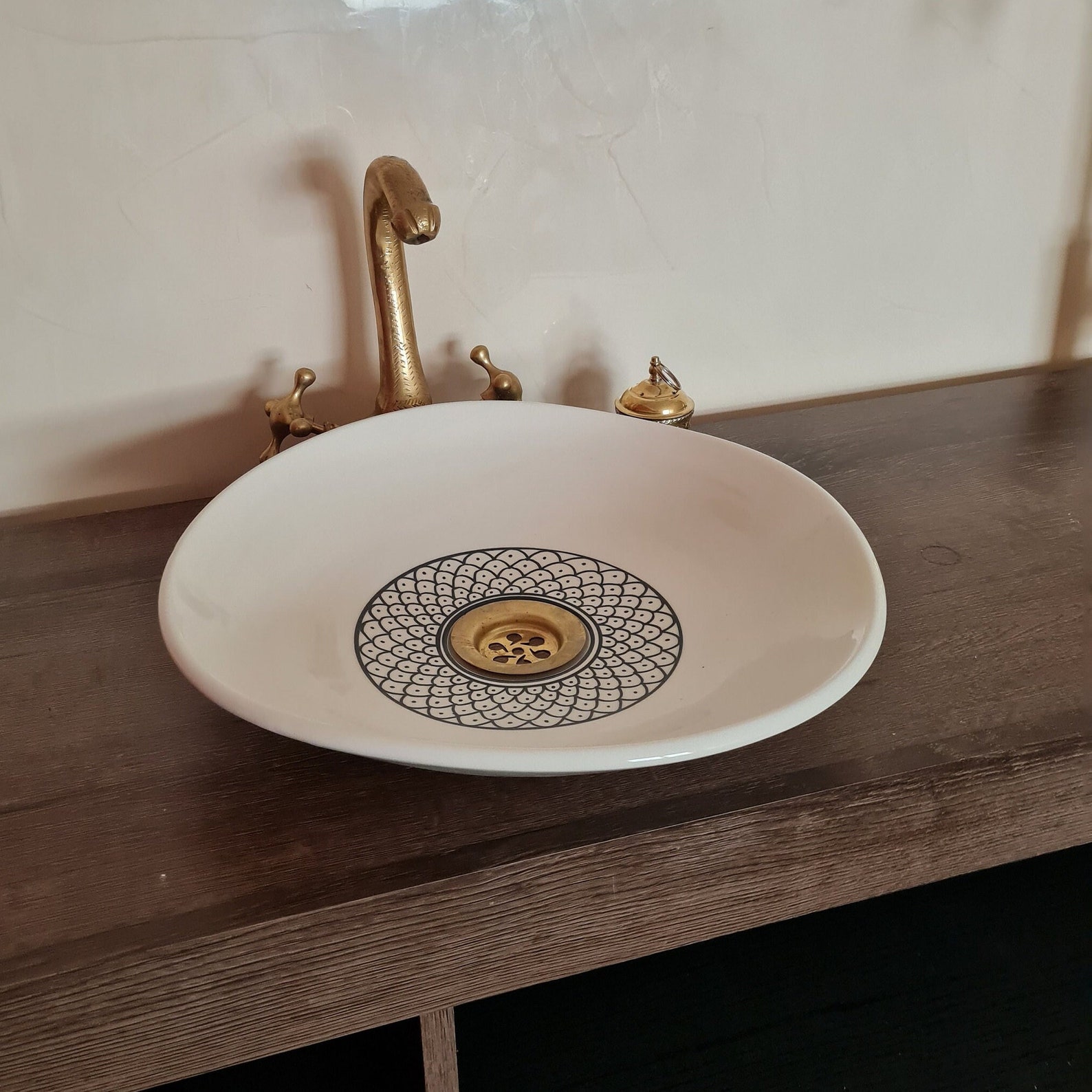 Minimalist Handpainted Ceramic Vessel Sink Handmade Etsy