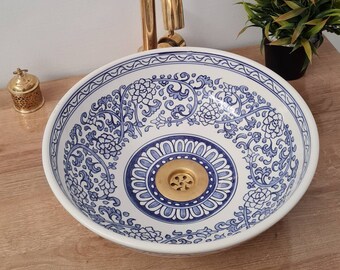 Blue & White Bathroom Sink - Mid Century Modern Decor - WERDA Design