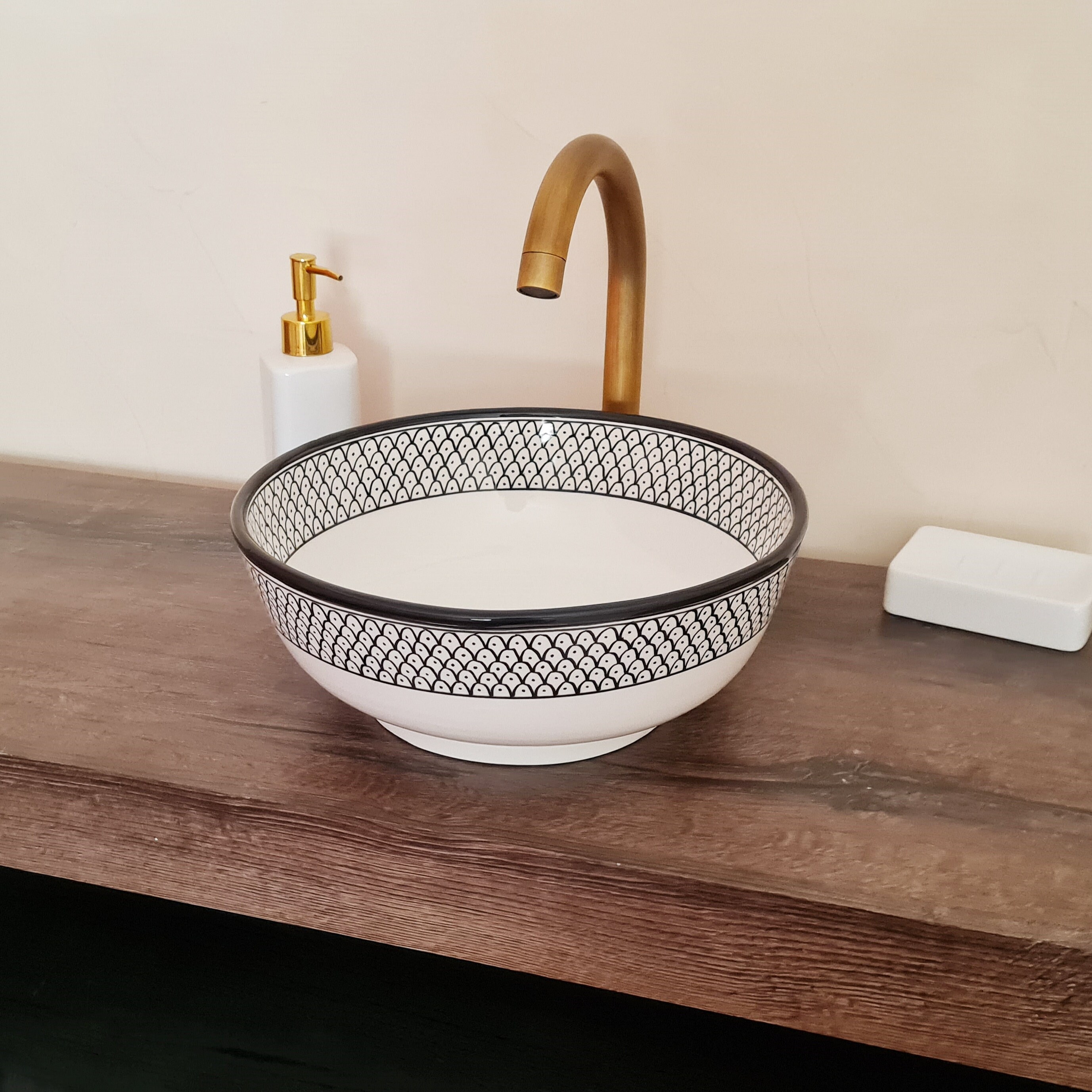 Minimalist White Ceramic Bathroom Sink Fish Scales Design Etsy