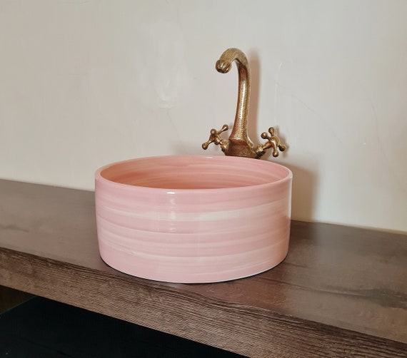 Customized Pink Handmade Modern Vessel Bathroom Sink Ceramic Etsy