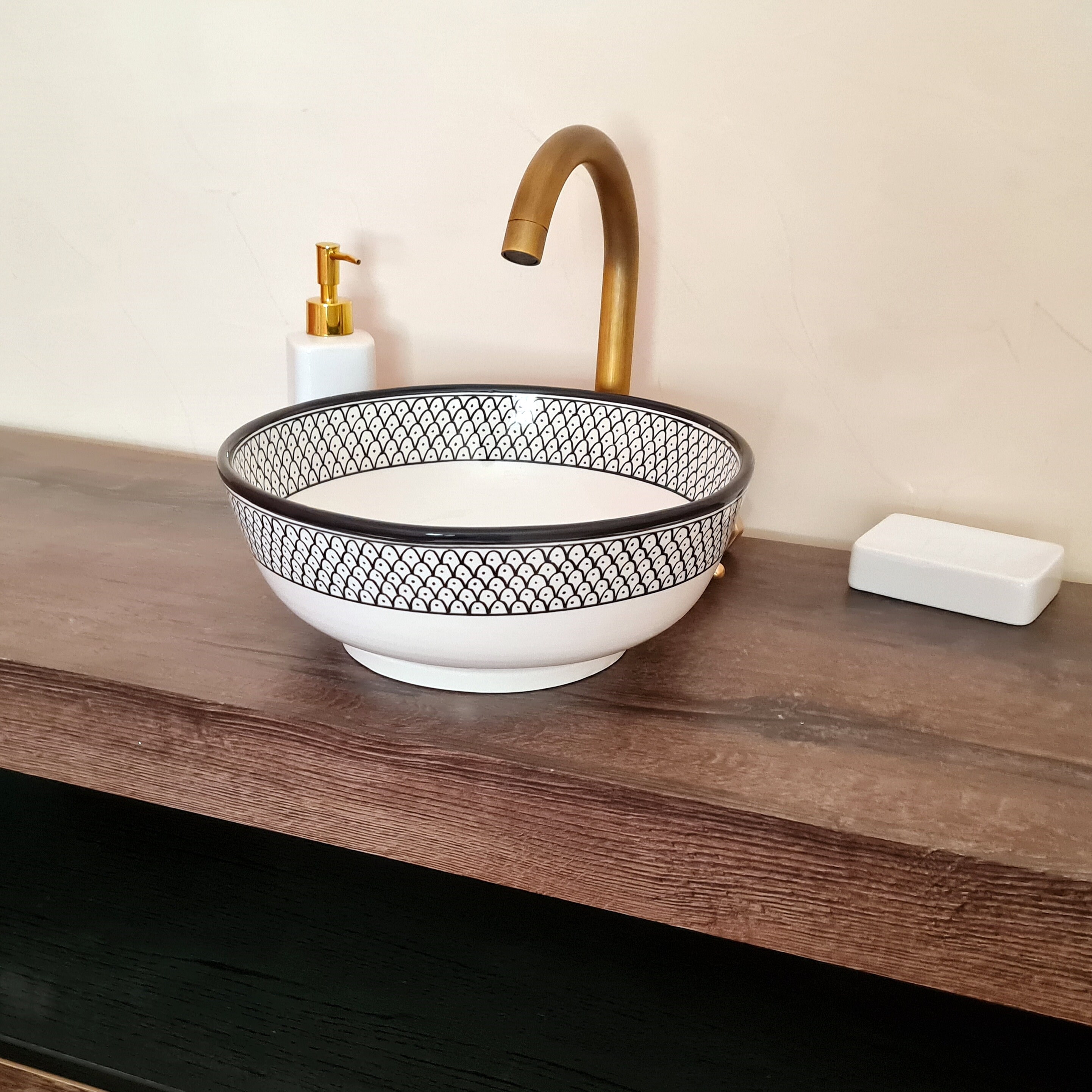 Minimalist White Ceramic Bathroom Sink Fish Scales Design Etsy