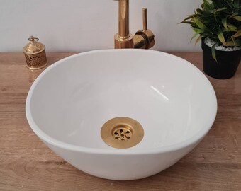 Oval Vessel Sink - Bathroom Washbasin - Custom 12"x10" - Brass Drain Cap Gift