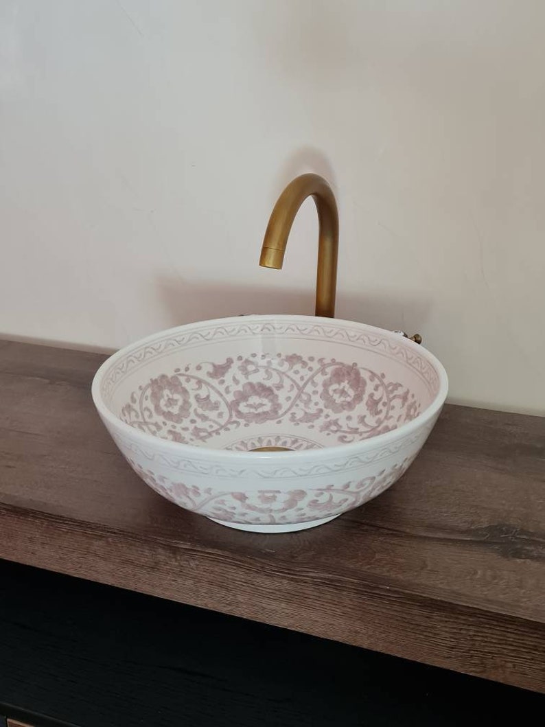 Pink & White Bathroom Wash Basin Bathroom Vessel Sink Etsy