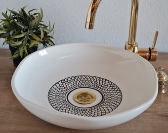 Naturel Farmhouse Sink - Mid Century Modern Bathroom Sink - Ceramic Washbasin - Handmade Ceramic Sink - Vanity Sink - Asymmetrical Shape