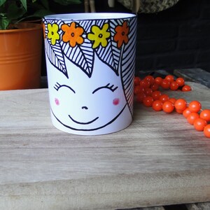 Hand Painted Mug ,Flower Girl Mug, Ceramic mug, Coffee mug, Tea mug,