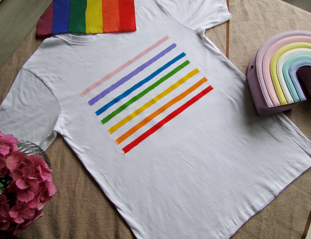 Monstore Fashion Rainbow Shirt, Gay Shirt, Lesbian Shirt, Lgbt Shirt, Pride Shirt, Hand Painted Shirt, Lgbt Flag, Gay Pride Shirt, Lesbian Shirt, Lgbt Gift
