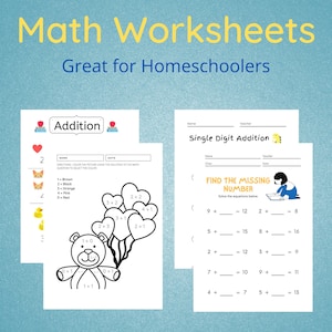 Printable Math Worksheet for Homeschooling - Etsy