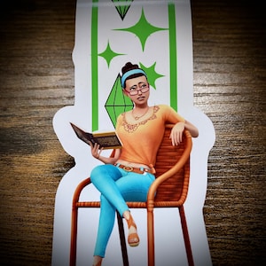Sims Sassy Reading Girl Magnetic Bookmark