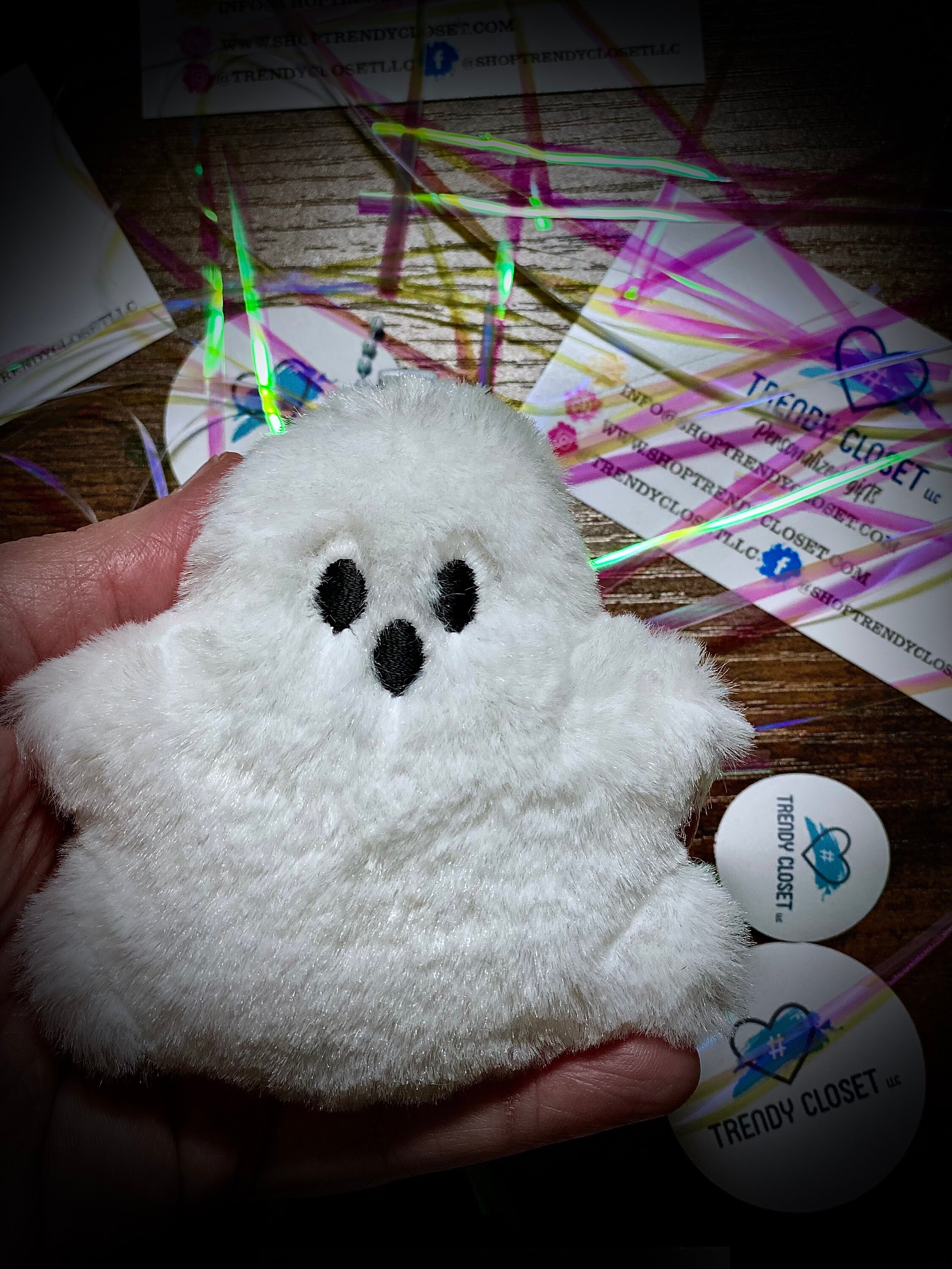 Porte-clés Halloween Mignon En Peluche - Fantôme Et Chat - Accessoire Sac Ou Boîte Cadeau - 6
