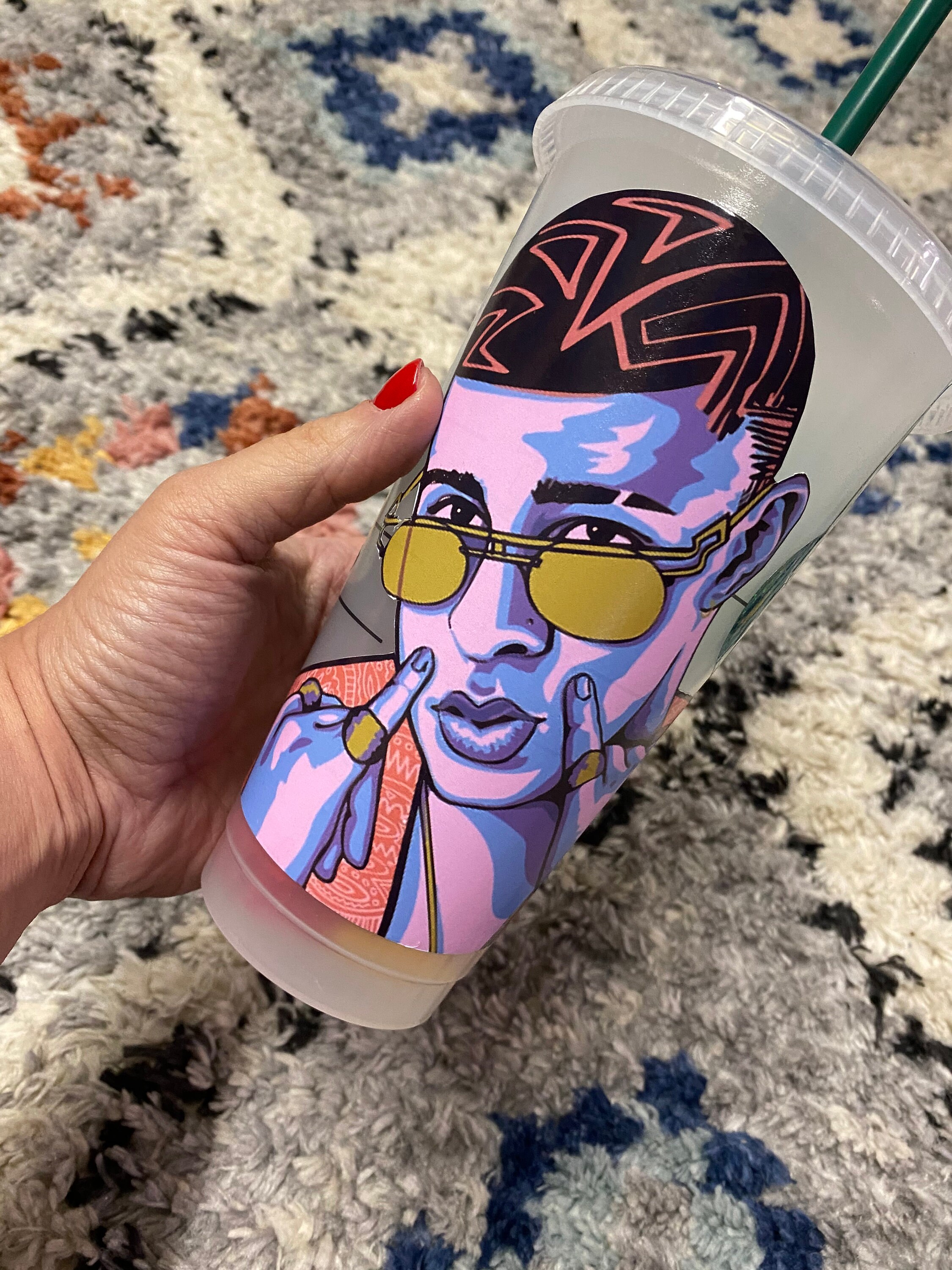 Bad Bunny- Holographic Starbucks Cold Cup – Blossom & Sunny