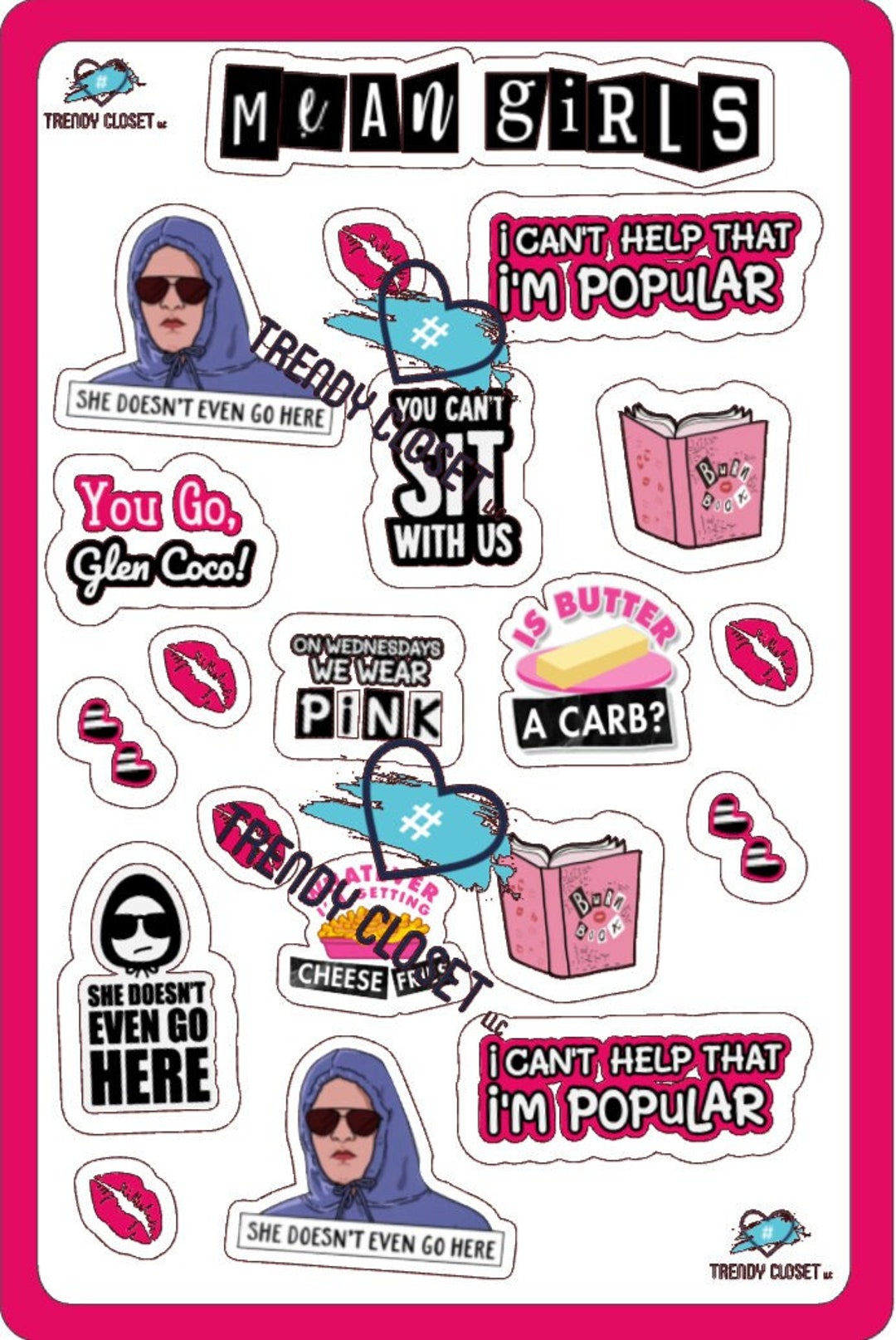Mean Girls Burn Book Glossy Stickers Sheet - Etsy