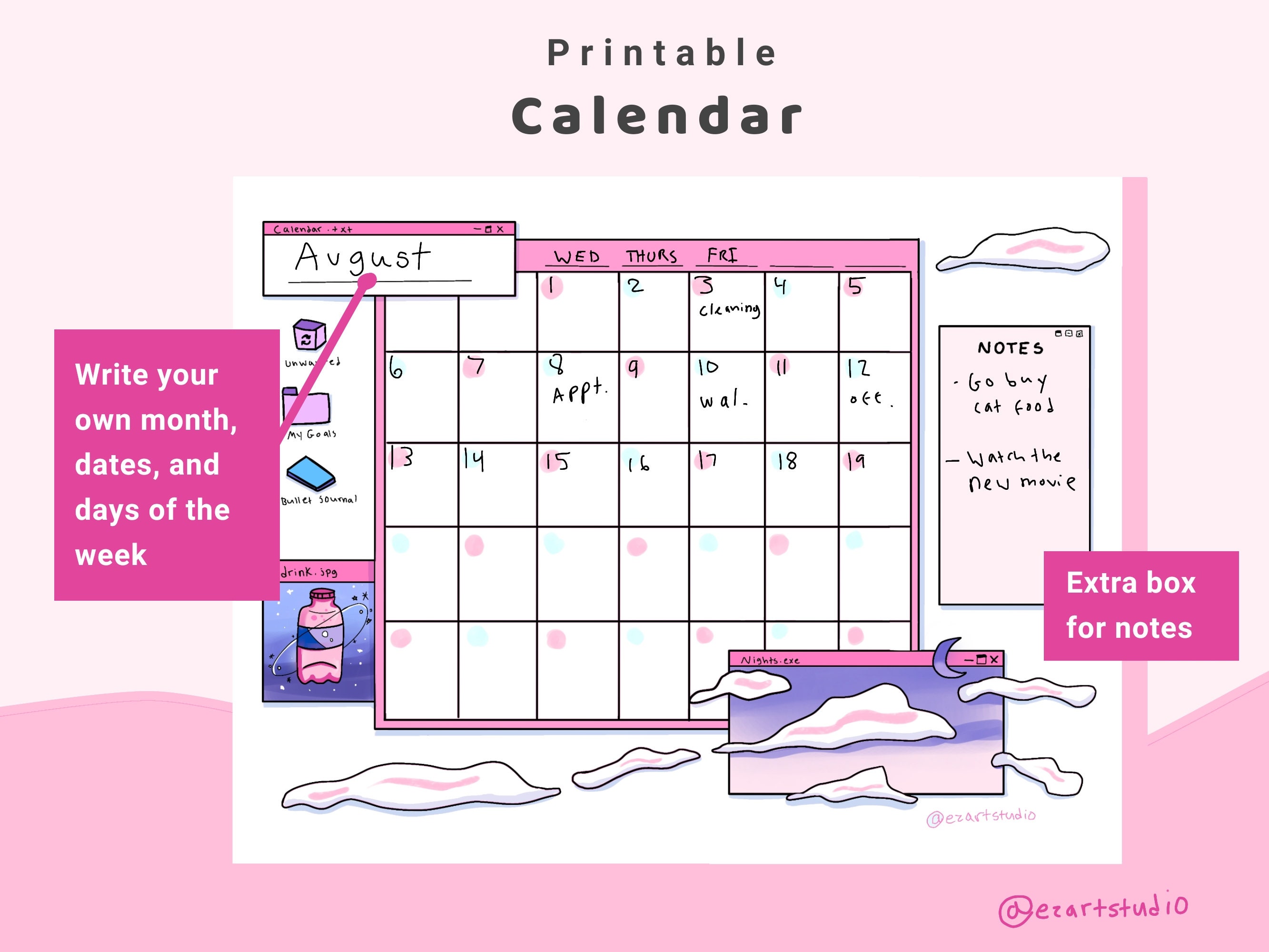 Bullet Journal Monthly Planner Undated Printable/digital - Etsy