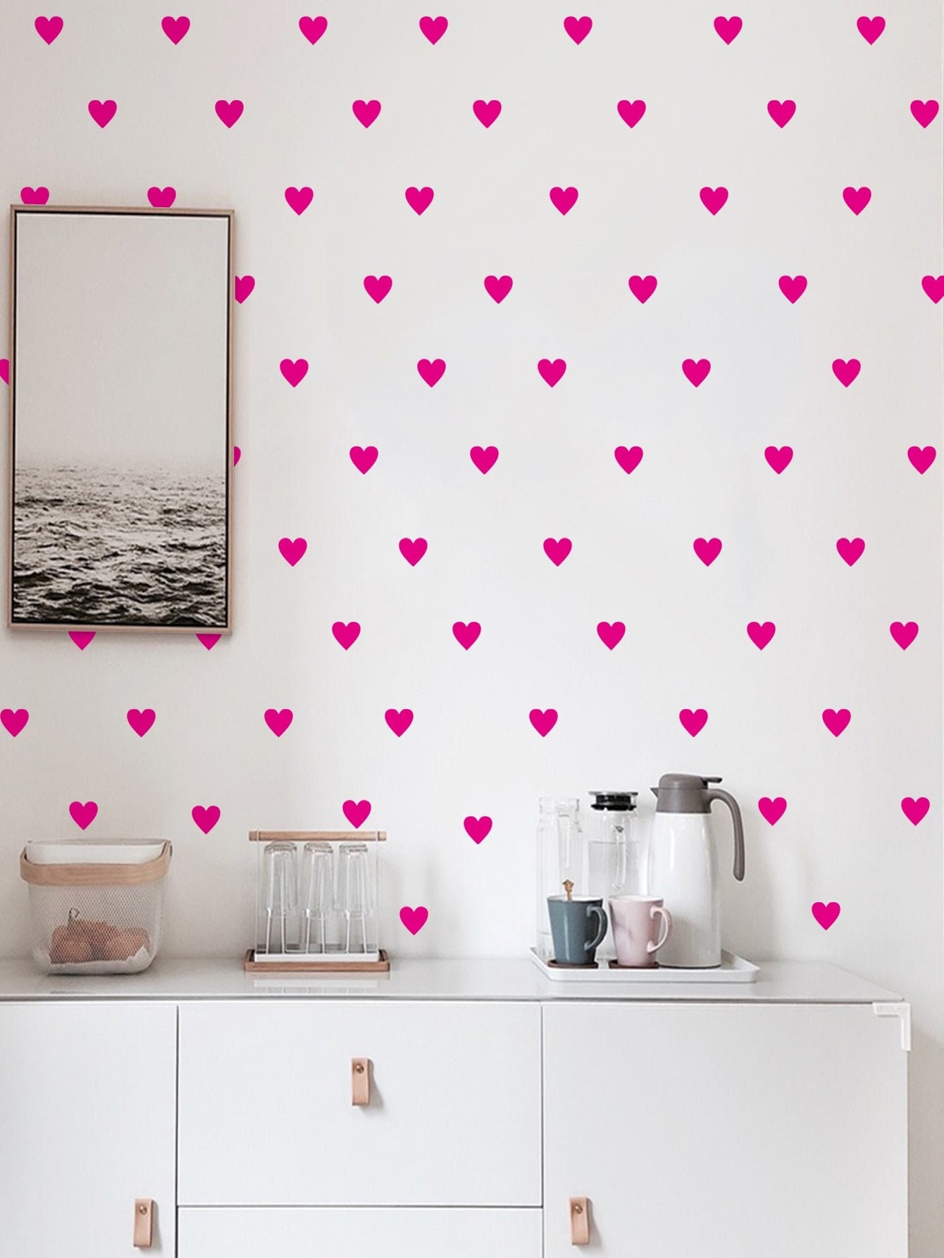 90 of 4" White Hearts DIY Removable Peel & Stick Wall Vinyl Decal Sticker