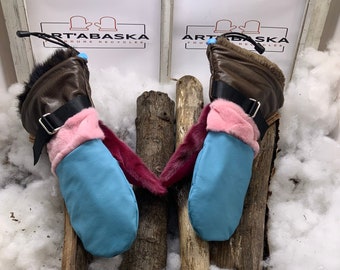 Mittens Special 100% Recycled Fur Interior. Exterior in recycled fur and leather. Georgette. Medium