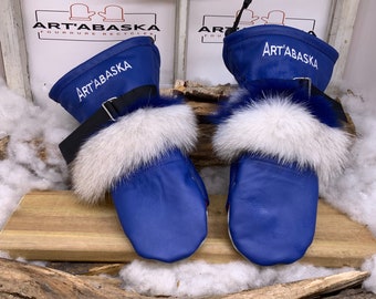 Recycled fur and leather mittens, Les Rosa. Size medium