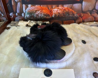 Gervaise women's size 8 slippers – Italian sherling & recycled leather, unique handmade piece from Quebec