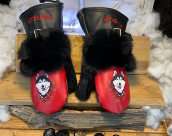 Recycled and refashioned fur and leather mittens. The Odette Grandeur Large Edition love of dogs