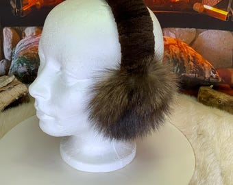 All-recycled fur earmuffs, recycled natural raccoon edition, Les Normandie