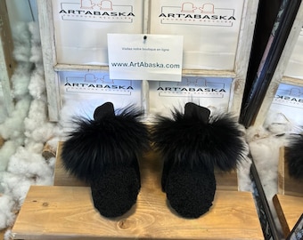 Medium Andrée city mittens in recycled fur – Handmade in Quebec – Lightweight, elegant, urban comfort – ArtAbaska